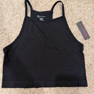 Black Ribbed Crop Top